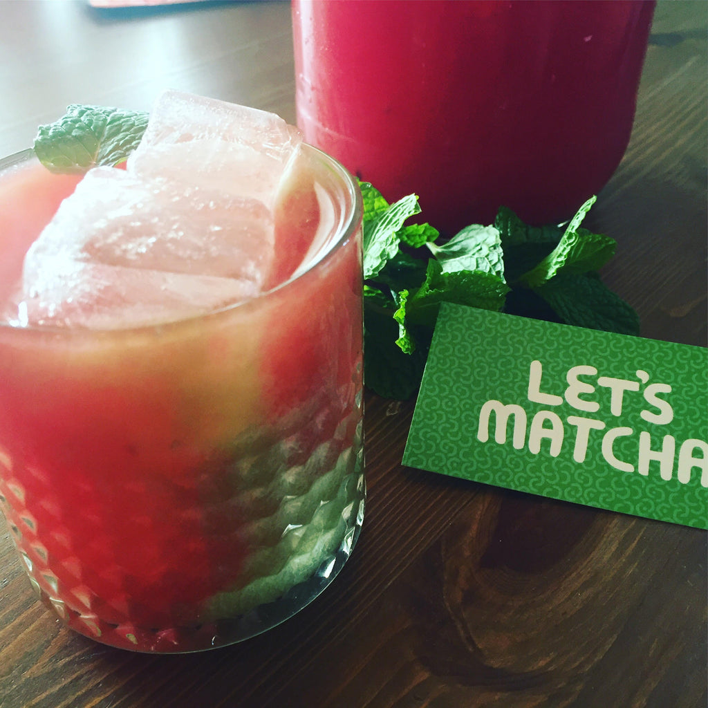 Your Favourite Summer Cocktail Awaits! Matcha, Aloe Vera Juice, and Watermelon.